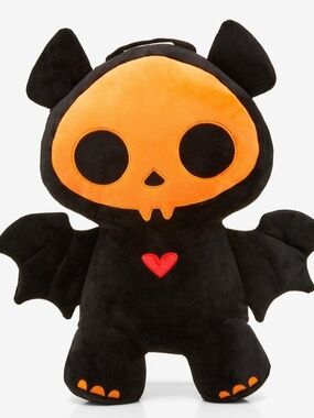 Skelanimals Orange & Black Diego Plush Backpack